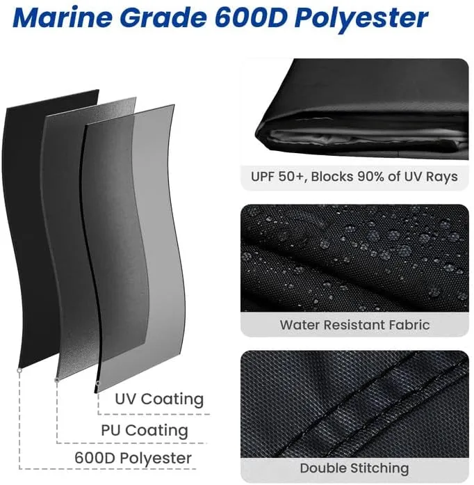 KAKIT 3 4 Bow Bimini Tops with Mesh Sidewalls Support Poles for Boats Marine Grade Canvas Top Includes 2 Straps Storage Boot 1 Inch Aluminum Frame