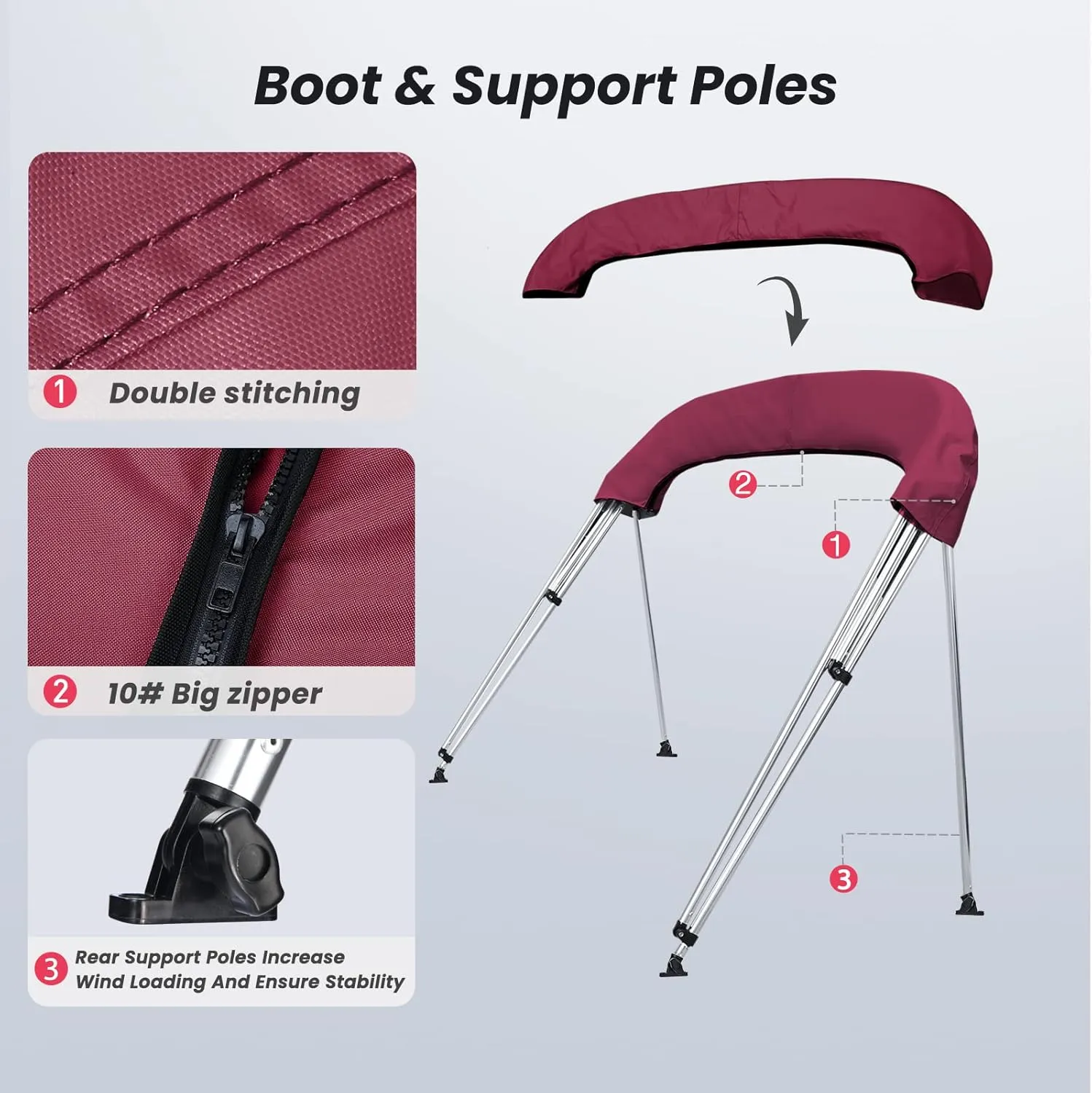 KAKIT 3 4 Bow Bimini Tops with Mesh Sidewalls Support Poles for Boats Marine Grade Canvas Top Includes 2 Straps Storage Boot 1 Inch Aluminum Frame