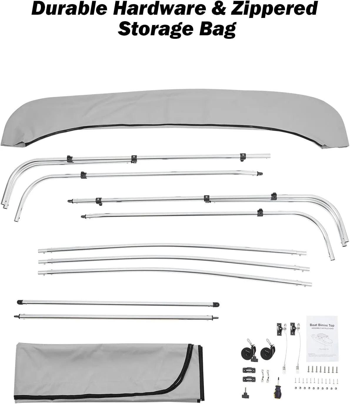 KEMIMOTO Bimini Top for Boat, Bimini Tops Cover 600D Marine Grade Canvas Boat Canopy with 6ft Length 54 in - 96 in Width 46 in Height, Includes Mounting Hardware, Straps Rear Support Poles