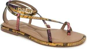 Kenneth Cole New York Women's Paros Flat Sandal, Multi Postal Snake, 8
