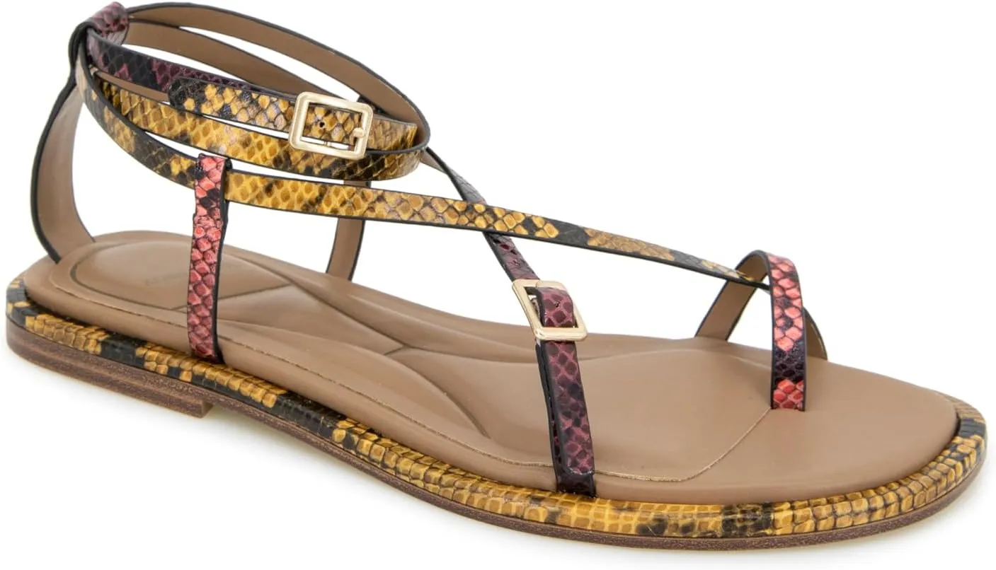 Kenneth Cole New York Women's Paros Flat Sandal, Multi Postal Snake, 8