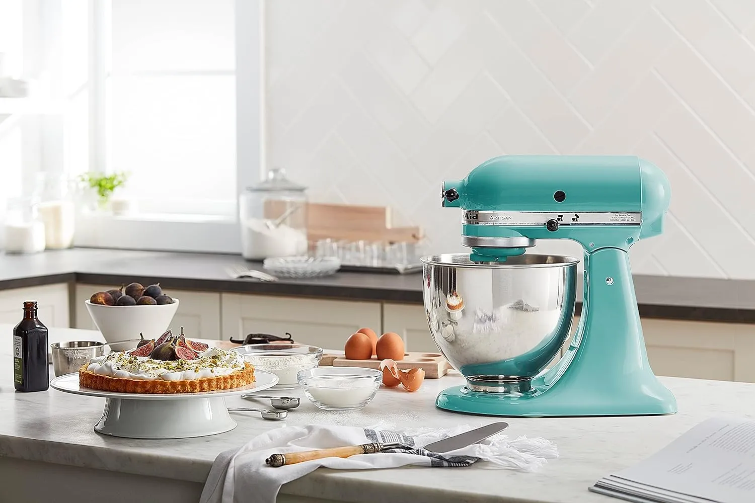 KitchenAid KSM150FEAQ Value Bundle Artisan 5 Quart Stand Mixer, Aqua Sky