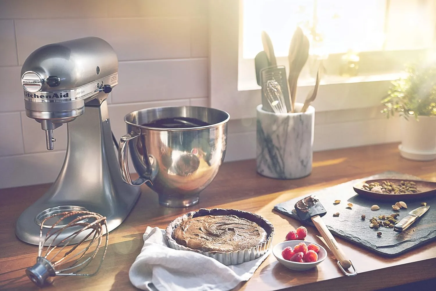 KitchenAid KSM150FECU Value Bundle Artisan 5 Quart Stand Mixer, Contour Silver