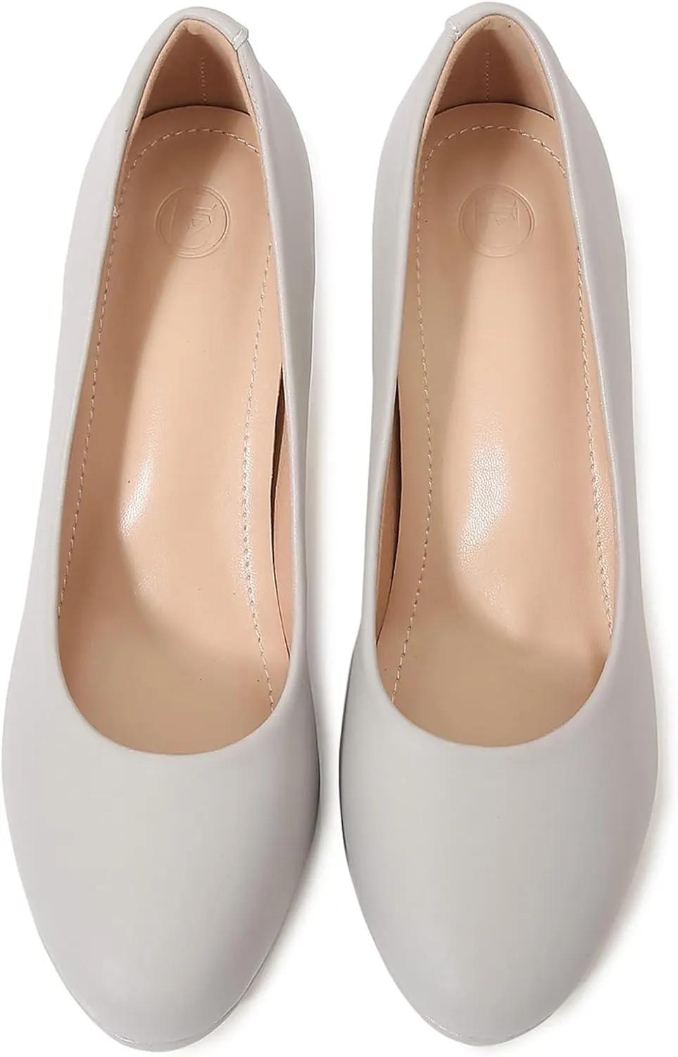 kkdom Women's Classic Leather Round Toe Bridal Wedding Party Platform Low Heel Dress Pump Shoes