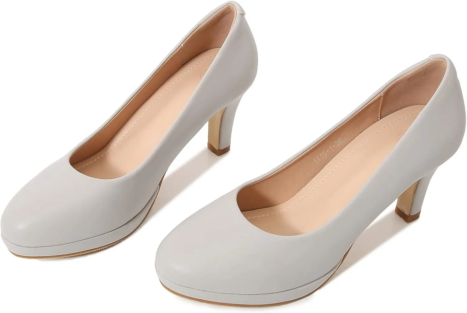 kkdom Women's Classic Leather Round Toe Bridal Wedding Party Platform Low Heel Dress Pump Shoes
