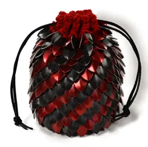 Knitted Dragonhide Dice Bag of Holding - Red and black diagonal XL