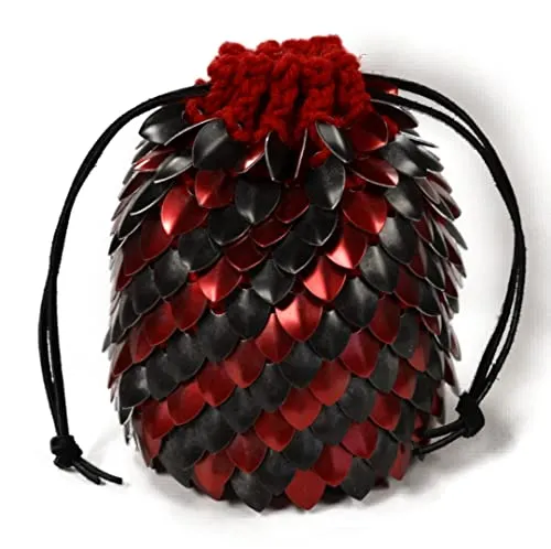 Knitted Dragonhide Dice Bag of Holding - Red and black diagonal XL