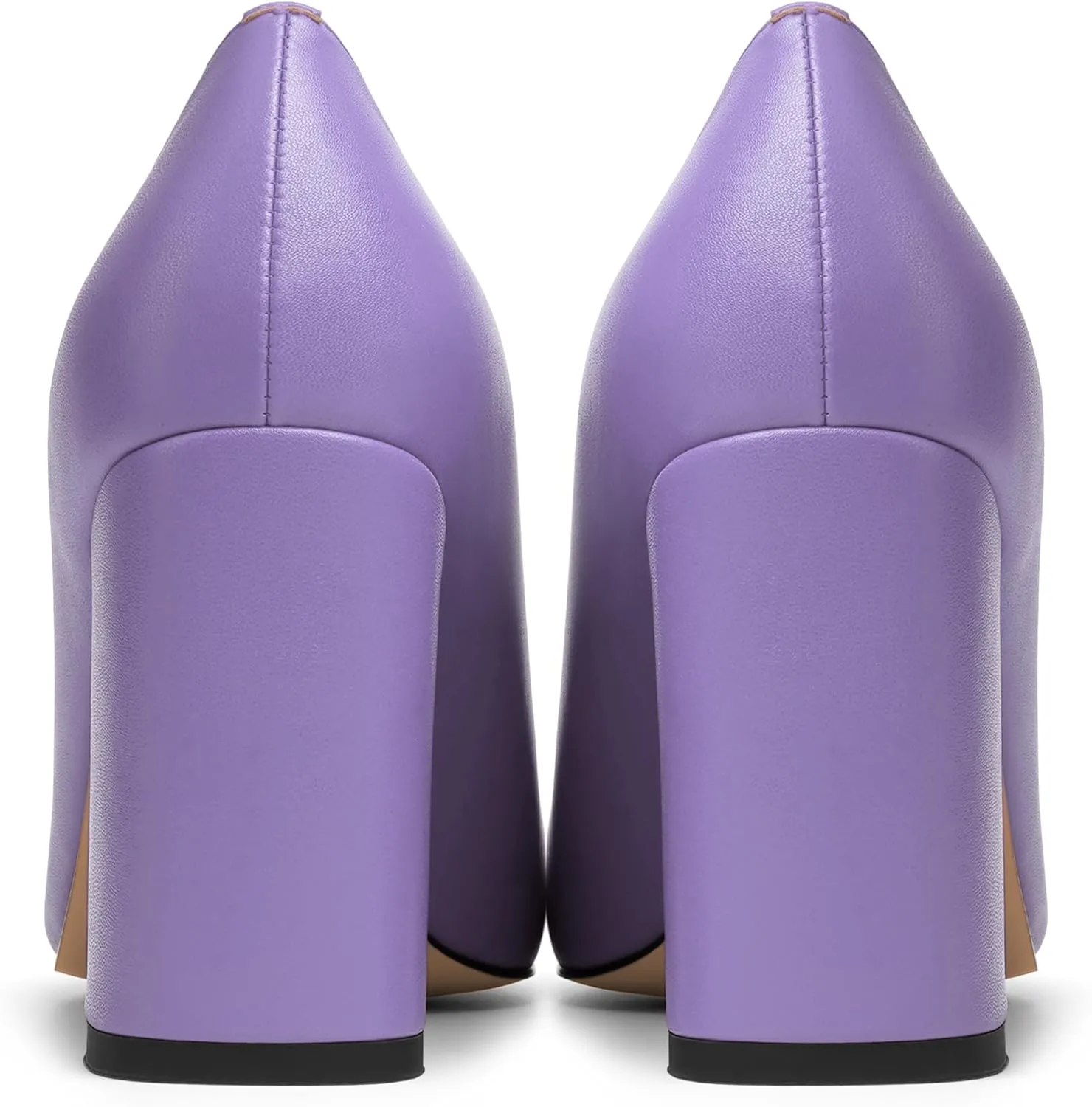 KUOARN Womens Office Formal Pointed Toe Solid Matte Slip On Block High Heel Pumps Shoes 3.3 Inch