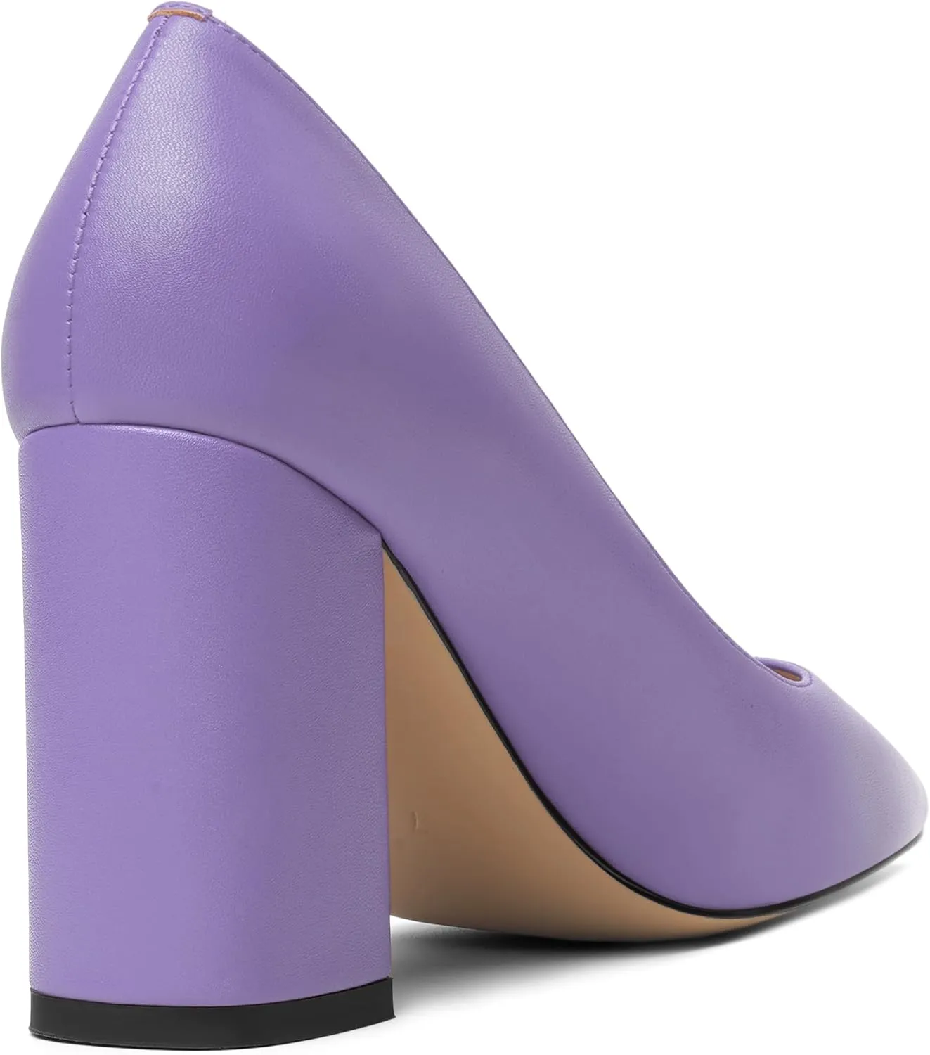 KUOARN Womens Office Formal Pointed Toe Solid Matte Slip On Block High Heel Pumps Shoes 3.3 Inch