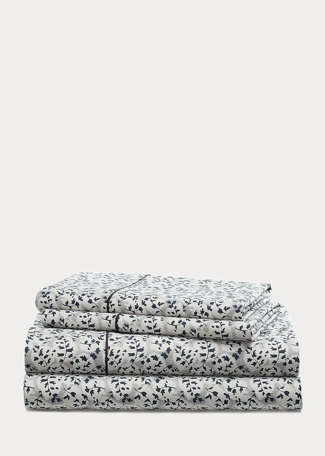 Lauren Ralph Lauren Leaf Print 230-Thread-Count 100% Cotton 4 pc Sheet Set (Black, Gray, King)