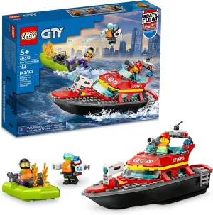 LEGO City Fire Rescue Boat 60373, Toy Floats on Water, with Jetpack, Dinghy and 3 Minifigures, Everyday Hero Toys for Kids, Boys and Girls Ages 5 