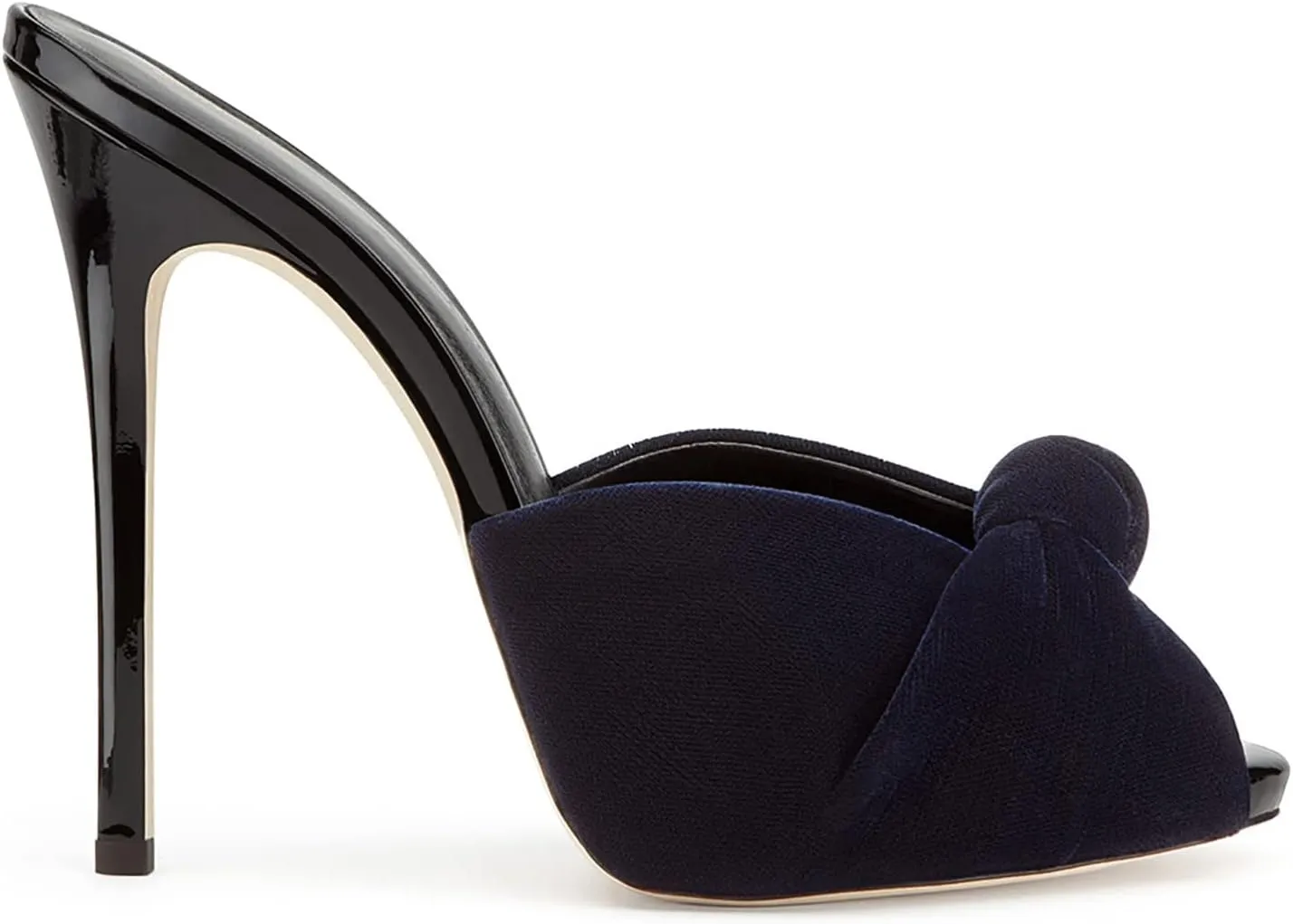 LEHOOR Women Stiletto Heel Mules Platform Bow Round Open Toe Slip On Mule Sandals Velvet Cute 5 Inch Thin High Heels Peep Toe Stilettos Backless Sandal Heels Dress Evening Party 5-12 M US