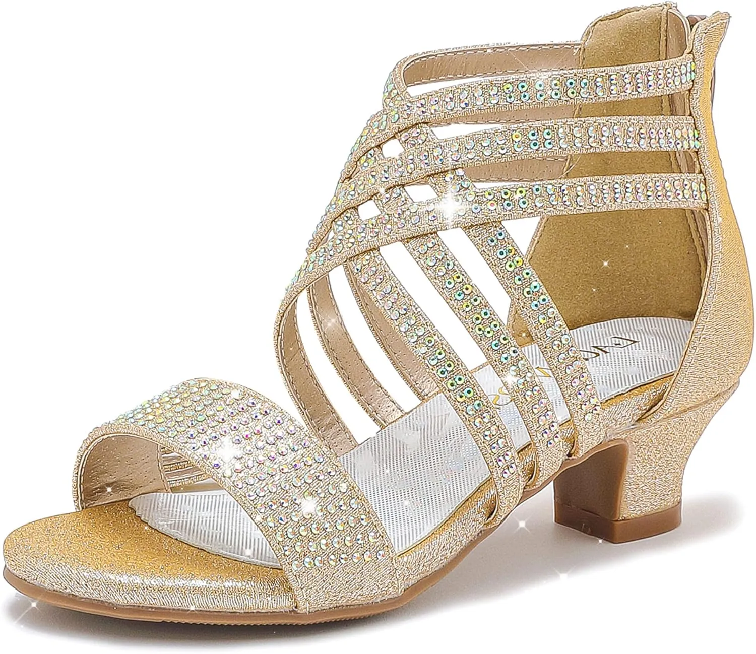 Little Girls Sandals High Heels Formal Shoes Open Toe Pump Sandals Glitter Party Wedding Shoes for Big Kids Toddler