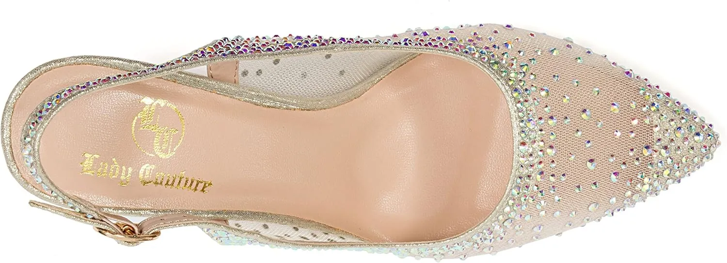 Lola Embellished Pointed Toe Slingback Pump