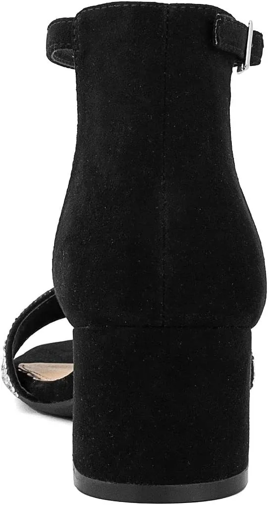 LONDON FOG Women's Nikki Low Two Piece Block Heel Dress Shoe Ladies Ankle Strap Pump Sandal