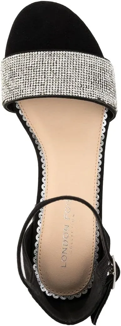 LONDON FOG Women's Nikki Low Two Piece Block Heel Dress Shoe Ladies Ankle Strap Pump Sandal