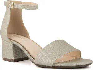 LONDON FOG Women's Nikki Low Two Piece Block Heel Dress Shoe Ladies Ankle Strap Pump Sandal