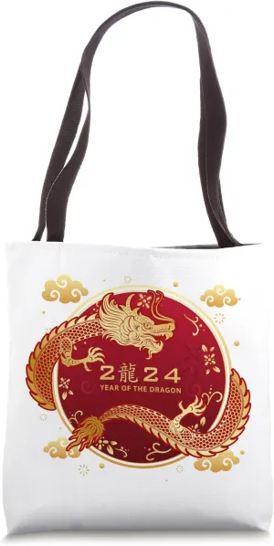 Lucky Money Red Envelope Dragon Year Ingot Coin ART ON BACK Tote Bag