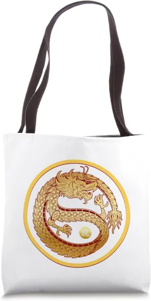 Lucky Money Red Pocket Dragon Year Ingot Taiji ART ON BACK Tote Bag