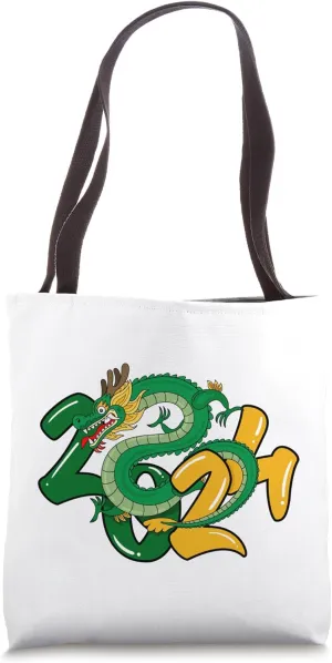 Lucky Money Red Pocket Dragon Year Ingot Taiji ART ON BACK Tote Bag