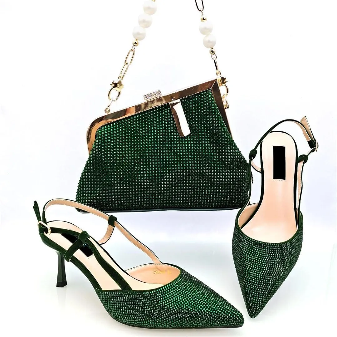 Luxury African Design Comfortable Low Heel Leather Slippers Casual Crossbody Bag Set