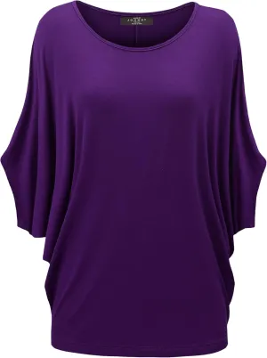 Made By Johnny Women's Scoop Neck Half Sleeve Batwing Dolman Top - Plus Size