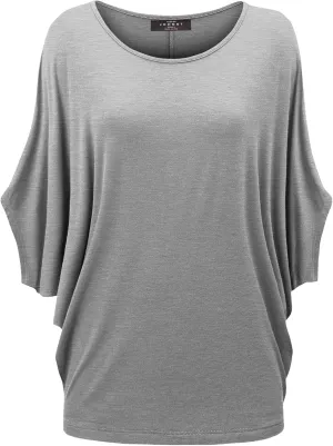 Made By Johnny Women's Scoop Neck Half Sleeve Batwing Dolman Top - Plus Size