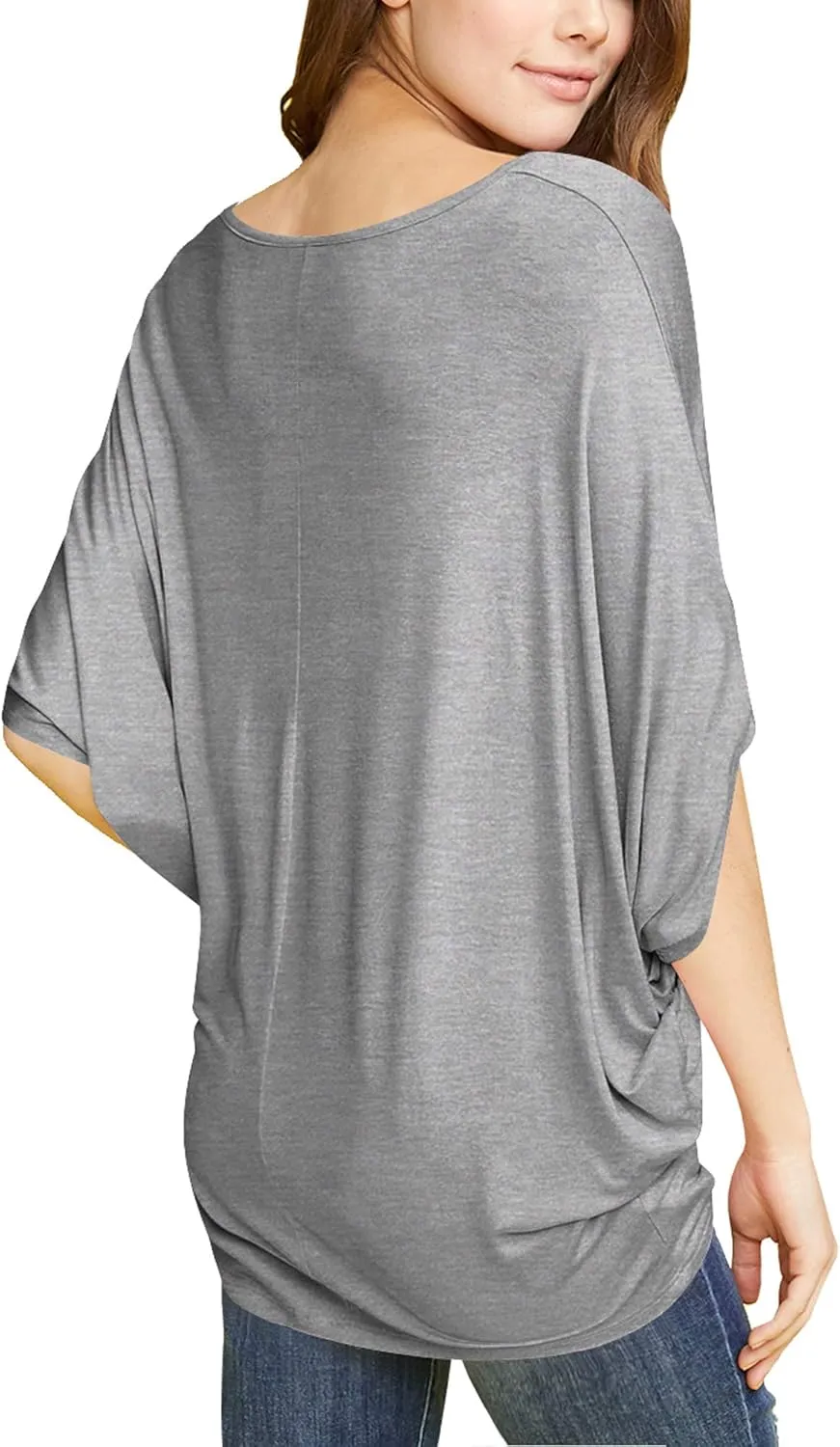 Made By Johnny Women's Scoop Neck Half Sleeve Batwing Dolman Top - Plus Size