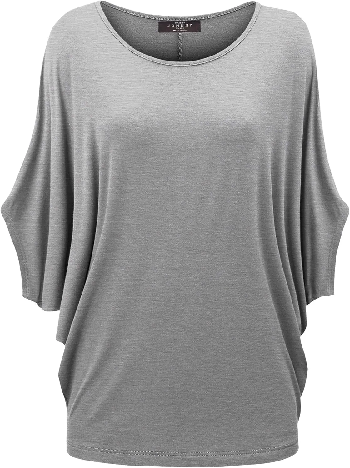 Made By Johnny Women's Scoop Neck Half Sleeve Batwing Dolman Top - Plus Size