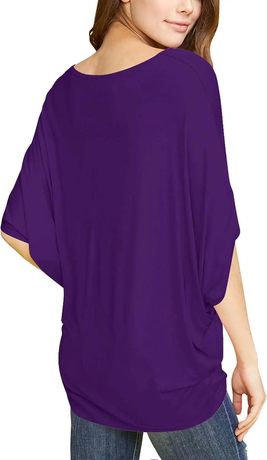 Made By Johnny Women's Scoop Neck Half Sleeve Batwing Dolman Top - Plus Size