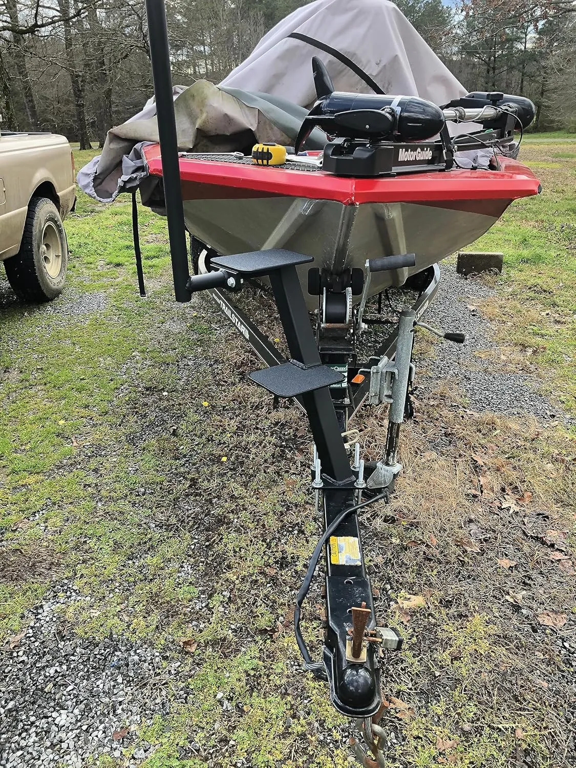 Made in USA Boat Trailer Steps 2 Steps with Grab Pole fits bass Boats