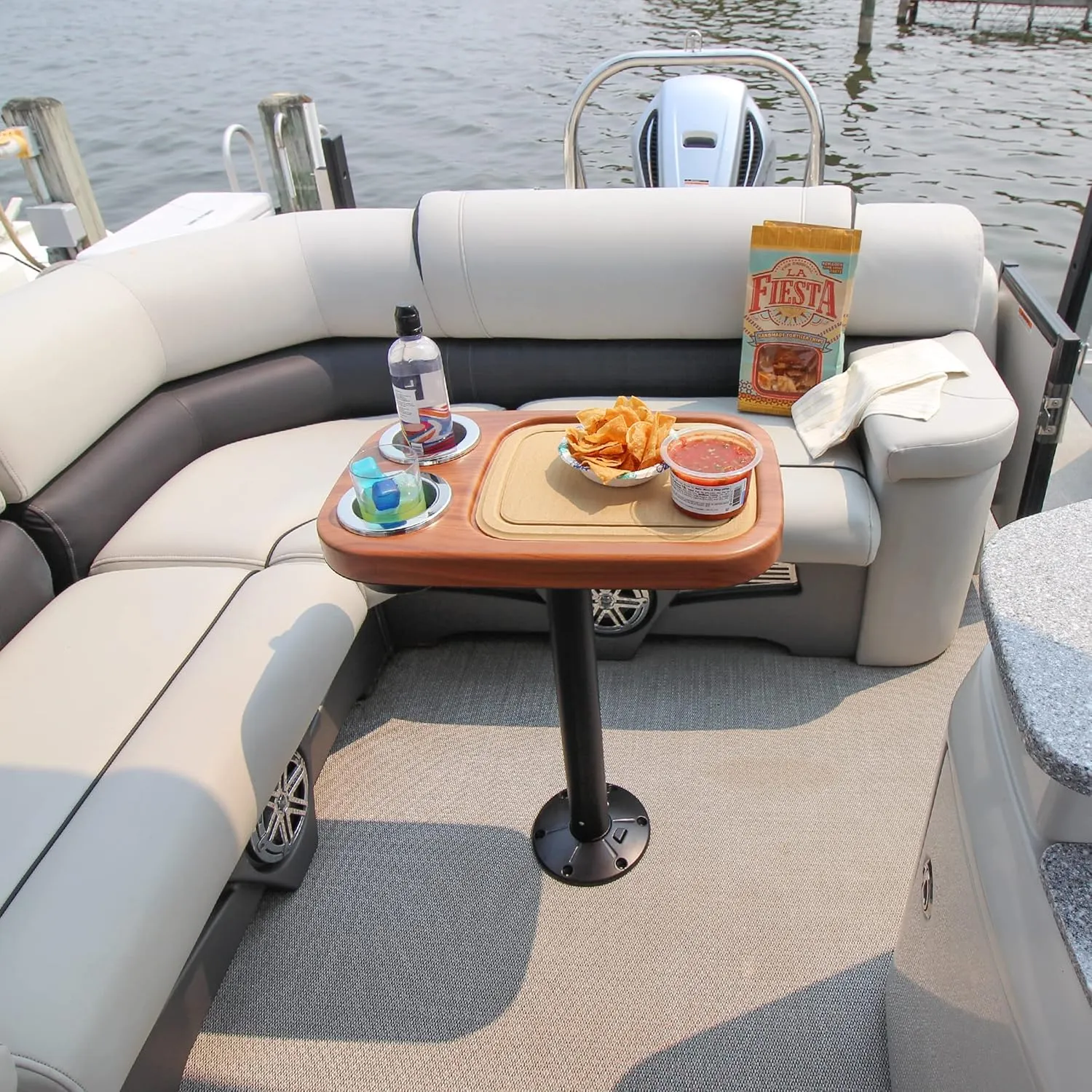 Manufacturers' Select ITC Marine Cocktail Boat Table Leg Set. Pontoon Accessories, Marine Pedestal Table with Center Foam Mat