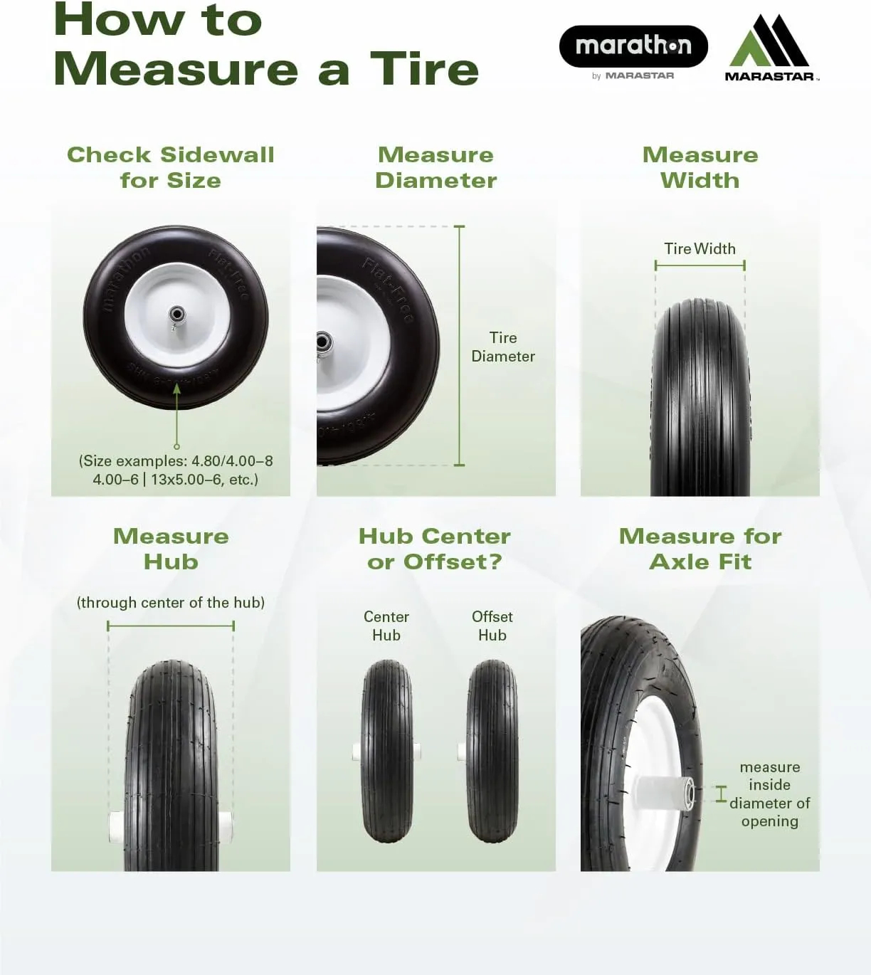 Marathon 2 PACK-92010-Flat Free Replacement Tire Assembly for Rubbermaid Big Wheel Carts-20, 2 PACK, Black