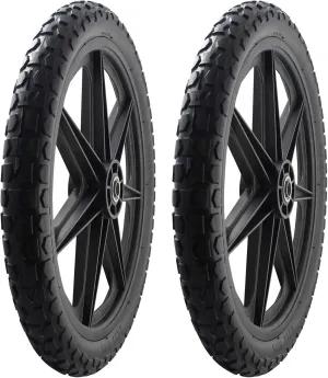 Marathon 2 PACK-92010-Flat Free Replacement Tire Assembly for Rubbermaid Big Wheel Carts-20, 2 PACK, Black