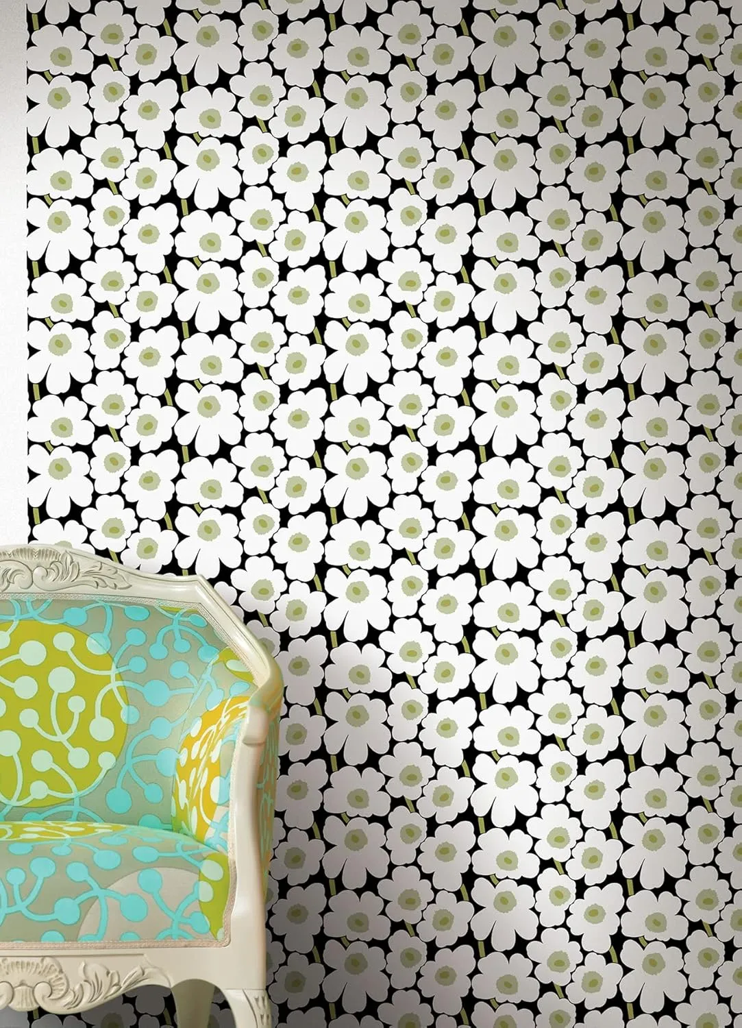 MARIMEKKO Black Pieni Unikko Peel & Stick Wallpaper (MKS4494)