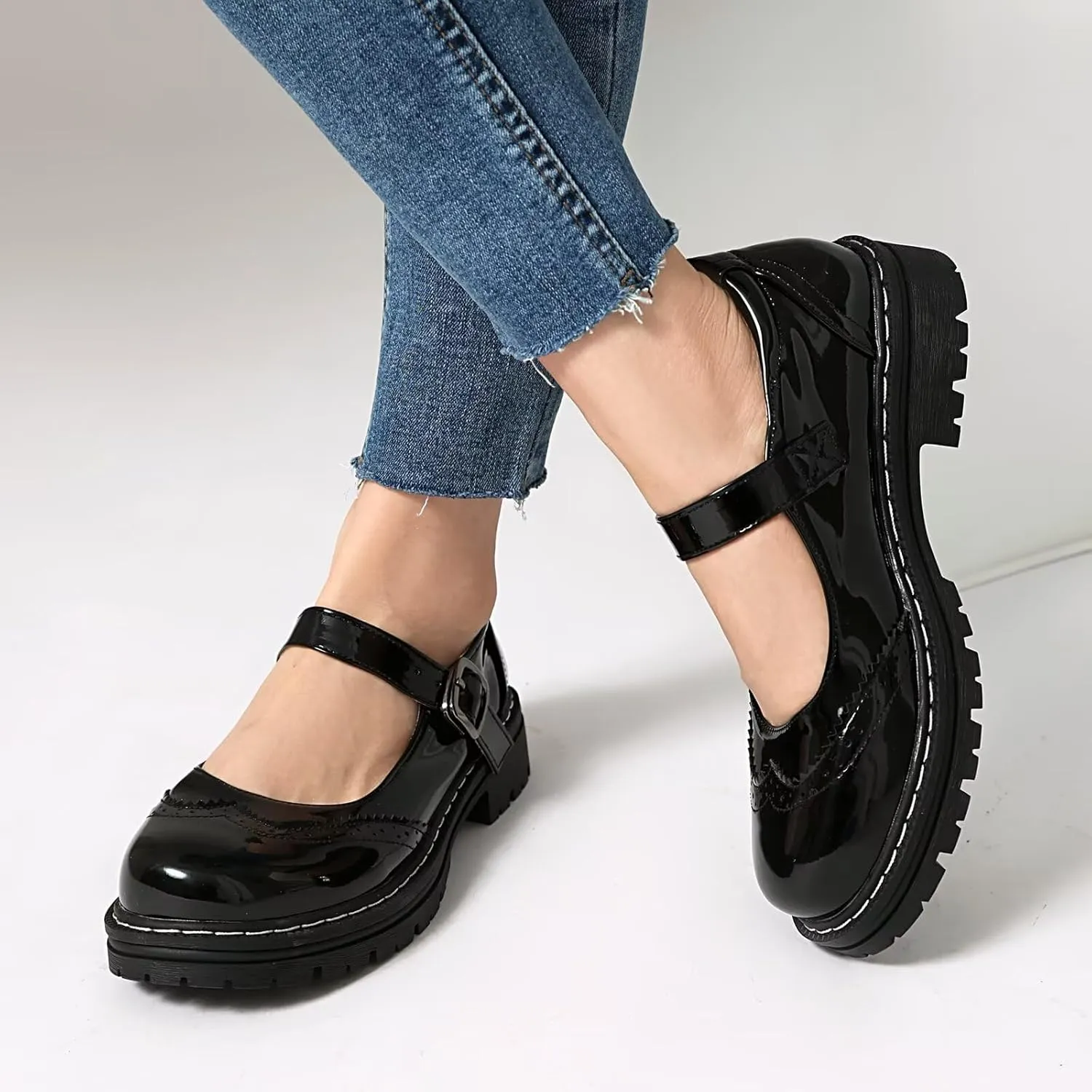 Mary Jane for Women Gothic Oxford Shoes - Flat Shoes, Ankle Tied, Round Toe for Casual Dresses, Work, and Campus