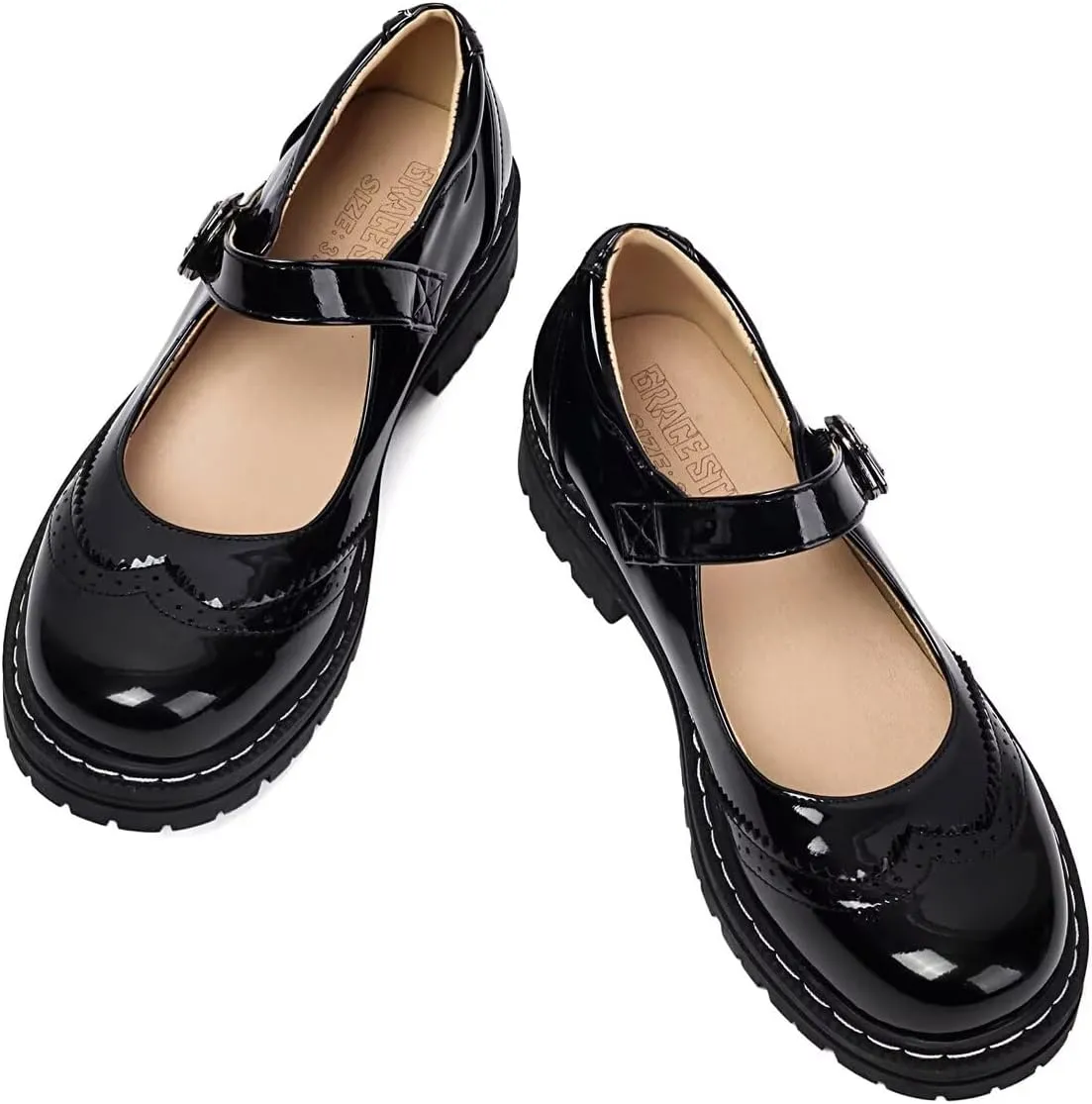 Mary Jane for Women Gothic Oxford Shoes - Flat Shoes, Ankle Tied, Round Toe for Casual Dresses, Work, and Campus