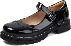 Mary Jane for Women Gothic Oxford Shoes - Flat Shoes, Ankle Tied, Round Toe for Casual Dresses, Work, and Campus