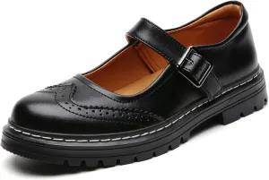 Mary Jane Shoes Women Platform Non-Slip Classics Round Toe Ankle Strap Comfort Casual Oxford Dress Work Mary Jane Flat Shoes