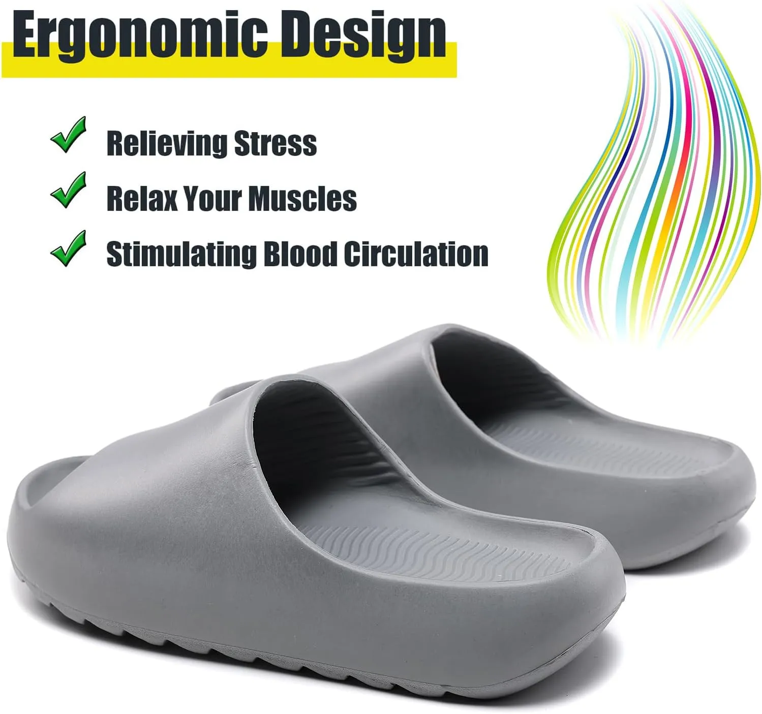 Men Women Cloud Cushion Slides EVA Pillow Slippers Cute Cartoon Print Non-Slip Shower Sandals Open Toe for Bathroom House Spa Gym Home Soft Comfy Shoes