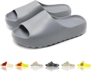 Men Women Cloud Cushion Slides EVA Pillow Slippers Cute Cartoon Print Non-Slip Shower Sandals Open Toe for Bathroom House Spa Gym Home Soft Comfy Shoes
