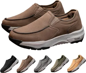 Men's Extra Wide Walking Shoes Slip On Outdoor Hiking Trekking Shoes,Arch Support Road Running Shoes Lightweight Orthopedic Athletic Sneakers,Yellow,41EU (Brown 43EU)