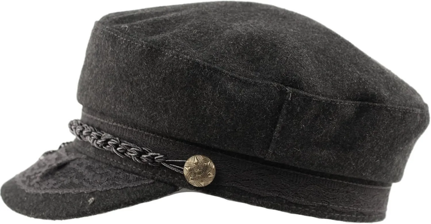 Men's Greek Fisherman Sailor Fiddler Winter Wool Driver Hat Flat Cap