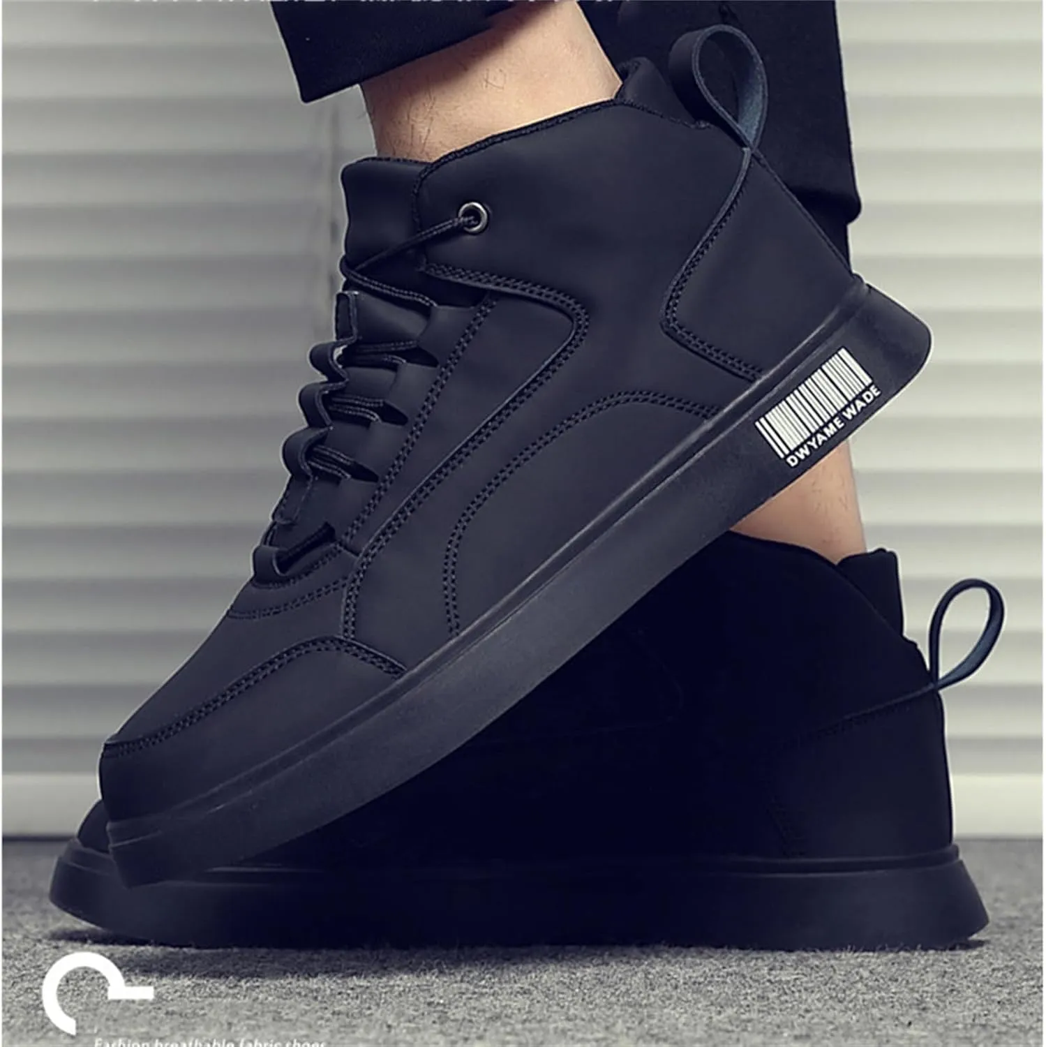 Men's Leather High Top Lace Up Fashion Sneakers Casual Non-Slip Flat Ankle Boots Comfort Walking Travel Shoes