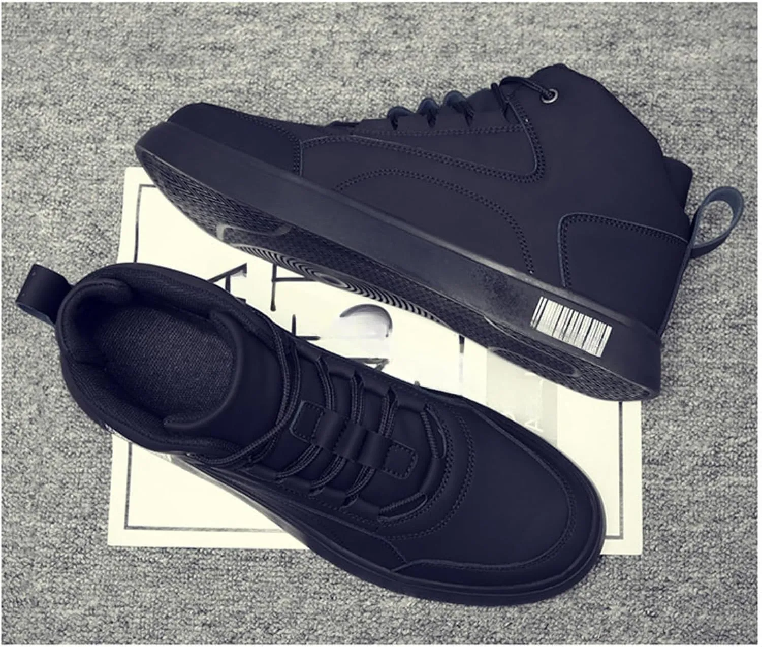 Men's Leather High Top Lace Up Fashion Sneakers Casual Non-Slip Flat Ankle Boots Comfort Walking Travel Shoes