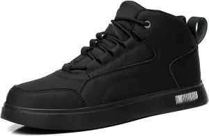 Men's Leather High Top Lace Up Fashion Sneakers Casual Non-Slip Flat Ankle Boots Comfort Walking Travel Shoes