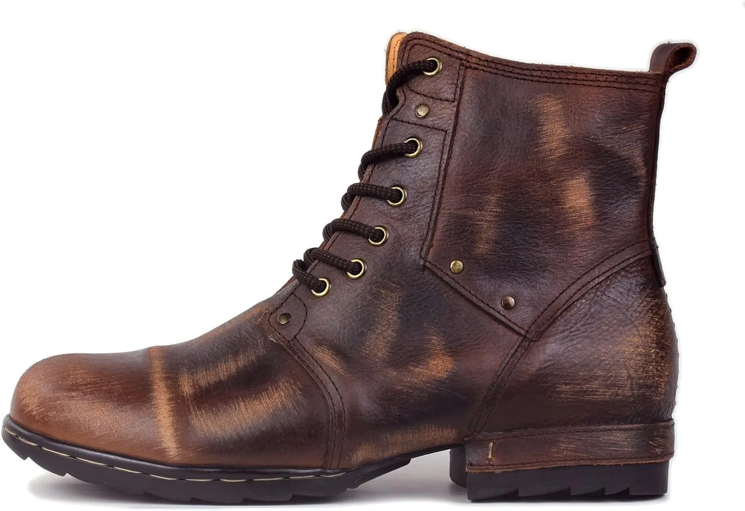 Men's Vintage Brown Retro Chukka Boots Lace-up Motorcycle Casual Leather Dress Ankle Boot for Men Fashion CD-6015-6-Vintage-R