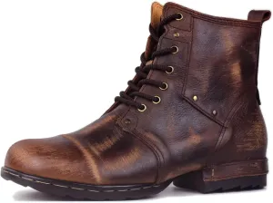 Men's Vintage Brown Retro Chukka Boots Lace-up Motorcycle Casual Leather Dress Ankle Boot for Men Fashion CD-6015-6-Vintage-R