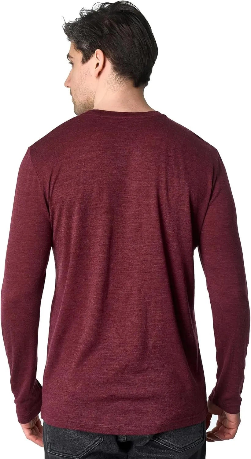 Merino Wool Base Layer Mens - 100% Merino Wool Shirts for Men Thermal Underwear Long Sleeve T-Shirt for Hiking Hunting
