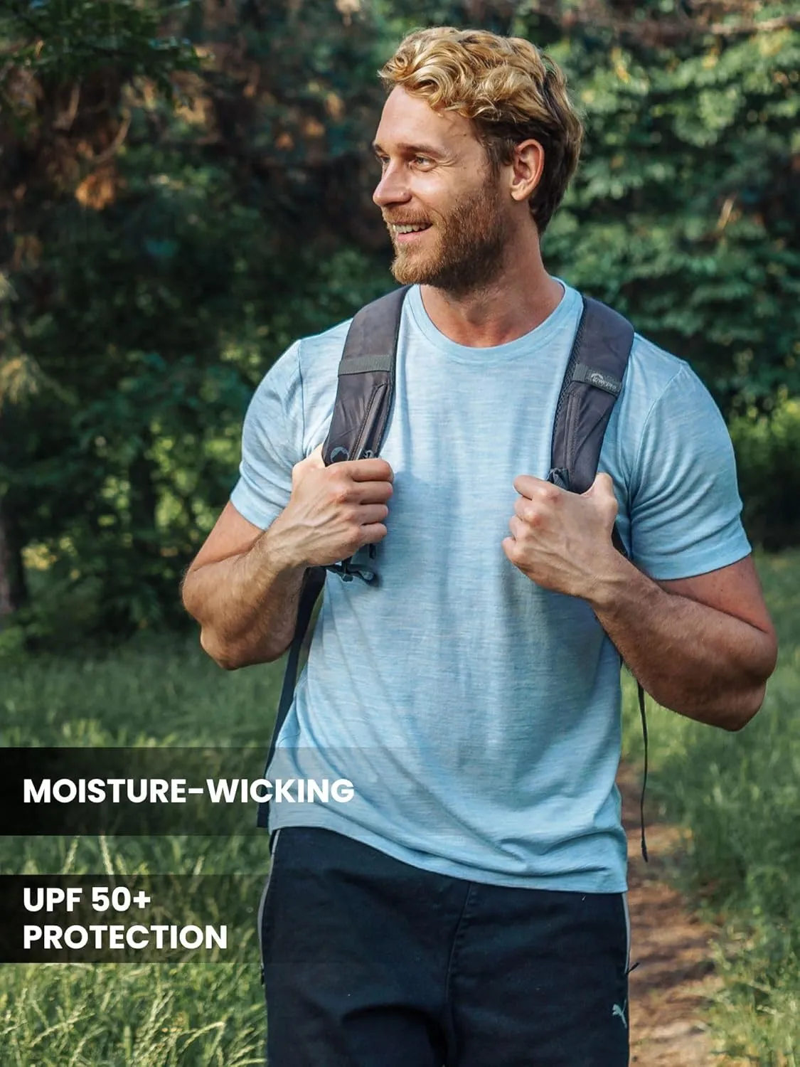Merino Wool T-Shirt Mens - Merino Wool Undershirt Thermal Shirt for Men and Hiking Socks